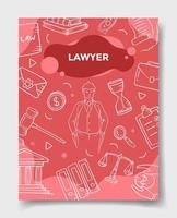 advokat jobb yrke eller karriär med doodle stil vektor