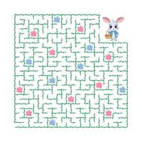 vektor illustration. pussel spel. hjälp de kanin plocka blommor och skaffa sig ut av de labyrint. spel för barn