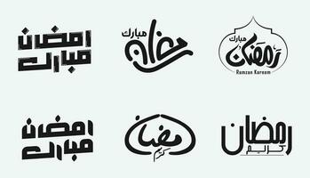 uppsättning av ramadan mubarak kalligrafi Ramzan mubarak mönster islamic och ramadan mönster vektor