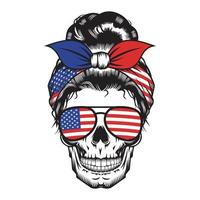 skalle mamma usa pannband amerika design på vit bakgrund. halloween. skallehuvud logotyper eller ikoner. vektor illustration.