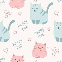 glückliche süße Katze nahtlose Muster vektor