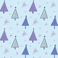 niedliche Wintersaison Urlaub kindisch nahtlose Muster mit minimalistischem handgezeichneten Weihnachtsbaum Doodle. schönes neues Jahr Kinder naives Hintergrunddesign, Textildruck. vektor