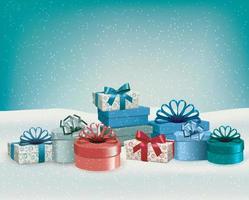 Urlaub Weihnachten Hintergrund mit Geschenkboxen vektor