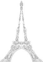 abstrakte Ornament-Turm-Symbol. handgezeichnete Schwarz-Weiß-Skizze. T-Shirt-Druck. Malbuchseite für Erwachsene und Kinder vektor