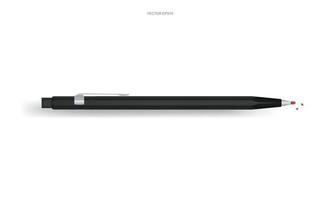 schwarzer metallischer Bleistift für Architekturzeichnung auf weißem Hintergrund. Zeichnungs- oder Skizzierstift für Architekten. Vektor. vektor