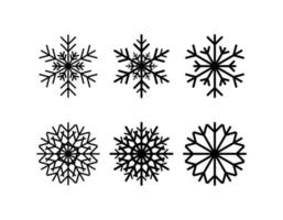 uppsättning enkel snöflinga av svarta linjer. festlig dekoration för nyår och jul vektor