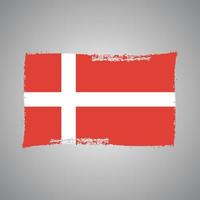 Dänemark-Flaggenvektor mit Aquarellpinselart vektor