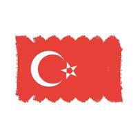 Turkiet flagga vektor med akvarell pensel stil