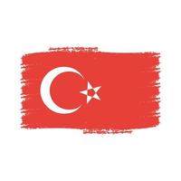 Turkiet flagga vektor med akvarell pensel stil