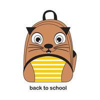 Kiddie Animal Rucksack-Tier-Thema zurück in die Schule - süßer und lustiger Gesichtsausdruck vektor