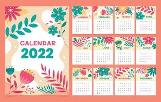 2022 kalender blommigt tema vektor