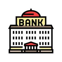 Regierung Bank Gebäude Farbe Symbol Vektor Illustration