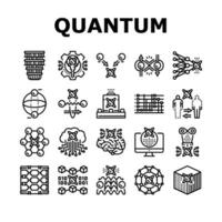 Quantum Technologie Daten Wissenschaft Symbole einstellen Vektor