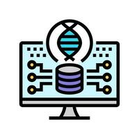 genomisk data analys kryptogenetik Färg ikon vektor illustration