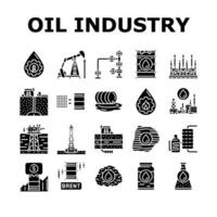 Öl Industrie Fabrik Pflanze Symbole einstellen Vektor