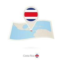 gefaltet Papier Karte von Costa Rica mit Flagge Stift von Costa rica. vektor