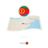 vikta papper Karta av eritrea med flagga stift av eritrea. vektor