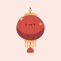 kinesisk ny år söt röd lykta vektor illustration i platt design stil