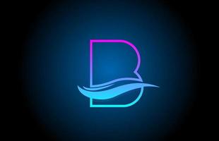 b blaues und rosa Alphabet-Logo-Symbol für Unternehmen und Unternehmen mit einfachem Liniendesign vektor