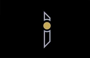schwarz weiße Linie i Alphabet Buchstaben Logo Design mit gelbem Symbol Kreis Punkt für Unternehmen und Unternehmen vektor