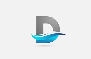 blaugraues d-Alphabet-Logo-Symbol für Unternehmen und Unternehmen mit Swoosh-Design vektor