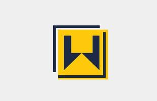 w gul blå fyrkantiga alfabetet brev logotyp ikon design för företag och företag vektor