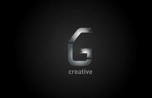g metall silver alfabetet brev logotyp design ikon för företag och företag vektor