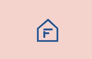 blaues rosa f Alphabet Buchstaben-Logo-Symbol für Unternehmen und Unternehmen mit Hausdesign vektor