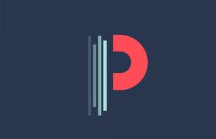 p röd blå alfabetet brev logotypen ikon för företag och företag med linje design vektor