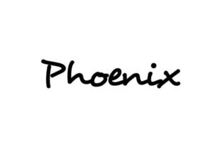 Phoenix city handskriven ord text hand bokstäver. kalligrafi text. typografi i svart färg vektor