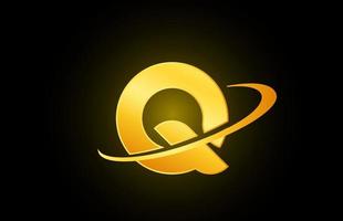 q Alphabet Buchstaben-Logo-Symbol für Unternehmen und Unternehmen mit goldenem Design vektor