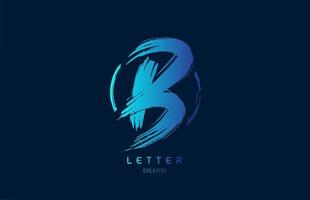 blå hand grunge pensel bokstaven b ikon logotyp med cirkel. alfabetdesign för en företagsdesign vektor