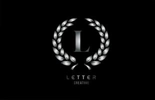 silbergraues Metall l Alphabet Buchstaben Logo Symbol mit Blumenmuster für Unternehmen und Unternehmen vektor