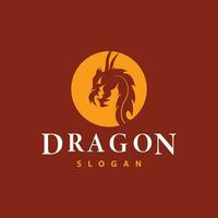 Drachen Logo einfach Design Tier Legende Drachen Silhouette Illustration Vorlage vektor