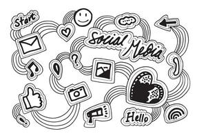 social media begrepp och internet tema doodle.vector illustration. vektor