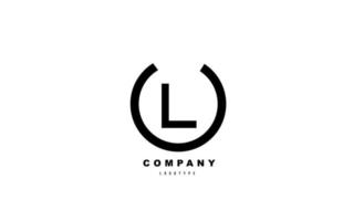 l svartvitt brev logotyp alfabetet ikon design för företag och företag vektor