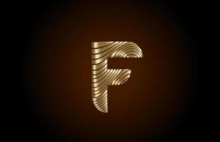 f gelbes Alphabet Buchstaben-Logo-Symbol für Unternehmen. Metallic-Gold-Liniendesign für luxuriöse Identität vektor