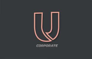 u alfabetet brev linje företag företag brun grå logotyp ikon design vektor
