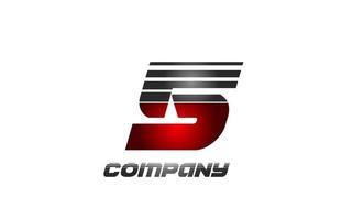 5 femsiffrig logotypikondesign i rödgrå gradientfärg för företag och företag vektor