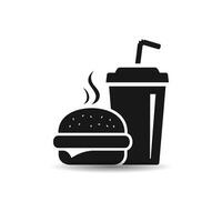 schnell Essen Vektor Symbol. Burger und Limonade oder Cola trinken Silhouette Symbol. Vektor Illustration