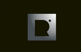 grå metall r alfabetet brev logotyp för företag och företag med fyrkantig design. metallisk mall för företagsidentitet vektor
