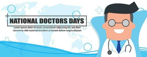 Banner Vorlage National Arzt Tag. Vektor Illustration im eben Stil auf ein Weiß Hintergrund.