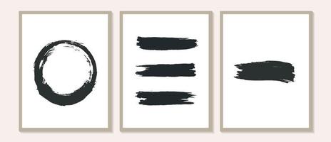 Zeitgenössisches Poster mit organischen abstrakten Pinselstrichformen und schwarz-weißen Wandbildern. Pastellfarben-Linienvorlagen. Boho-Hintergrund in minimalistischer Vektorillustration im Stil der Mitte des Jahrhunderts