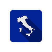 Karte von Italien auf blauem Quadrat mit langem Schatten vektor