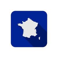 Karte von Frankreich auf blauem Quadrat mit langem Schatten vektor