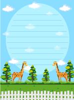Papierschablone mit Giraffen im Hintergrund vektor