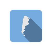 Argentinien-Karte auf blauem Quadrat mit langem Schatten vektor
