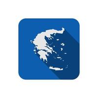 karta över Grekland på blå kvadrat med lång skugga vektor