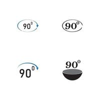 Winkel 90 Grad Zeichensymbol. Geometrie mathematisches Symbol. rechter Winkel. klassische flache Ikone. farbige Kreise. Vektor