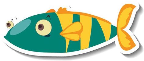 niedlicher Fisch Meer Tier Cartoon Aufkleber vektor